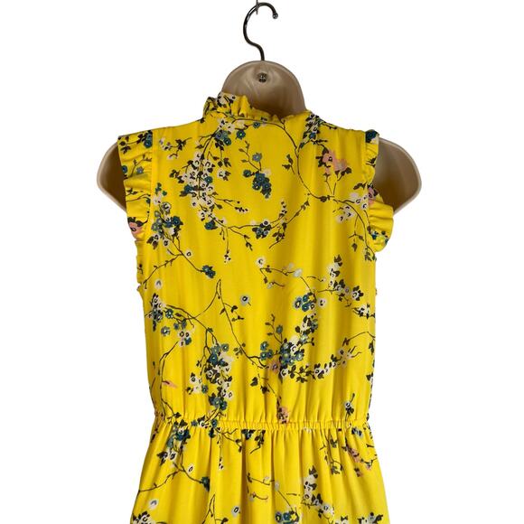 Ann Taylor LOFT Yellow Floral Casual Dress 2 Summer Sleeveless Knee Length - Picture 9 of 10